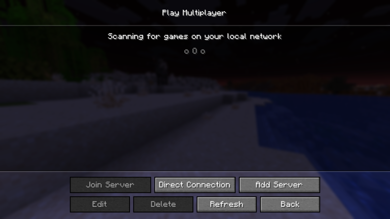 Menu multijogador do Minecraft para adicionar e conectar a um novo servidor
